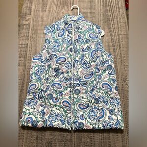 Kim Rogers Blue and White Paisley Vest